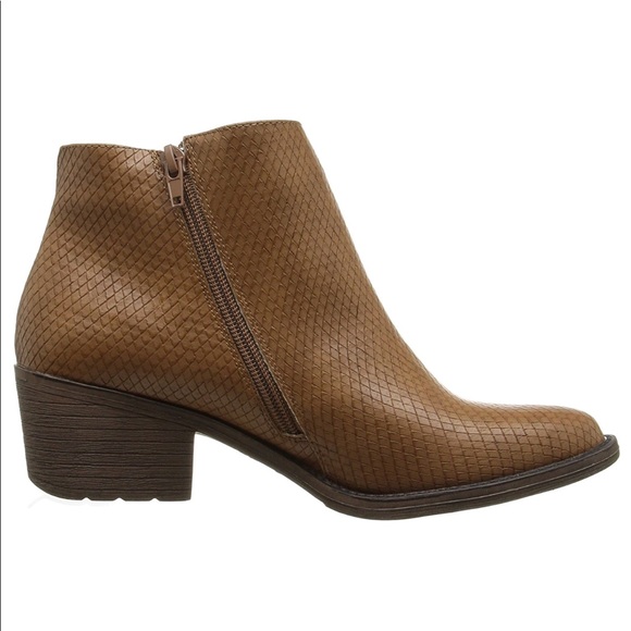 Tan Snake Print Textured Low Heel Ankle Boots - Picture 4 of 4